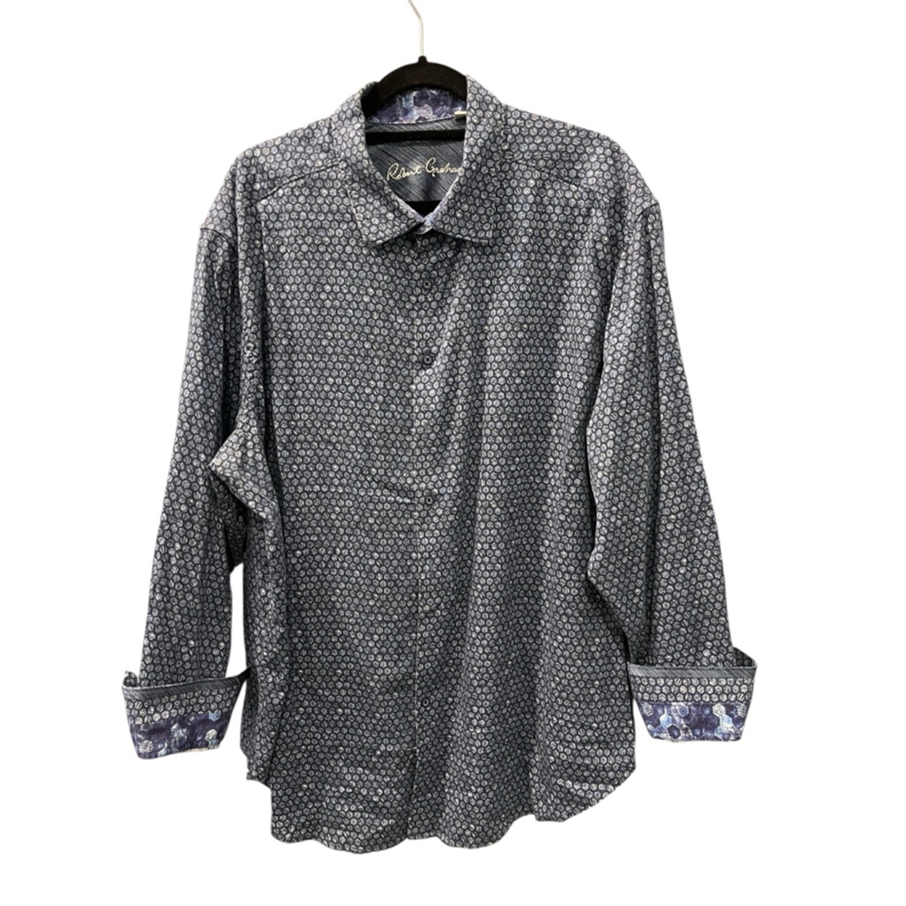 Robert Graham Eric Classic Fit Medallion Flip Cuff Button Down Shirt Size 2XL